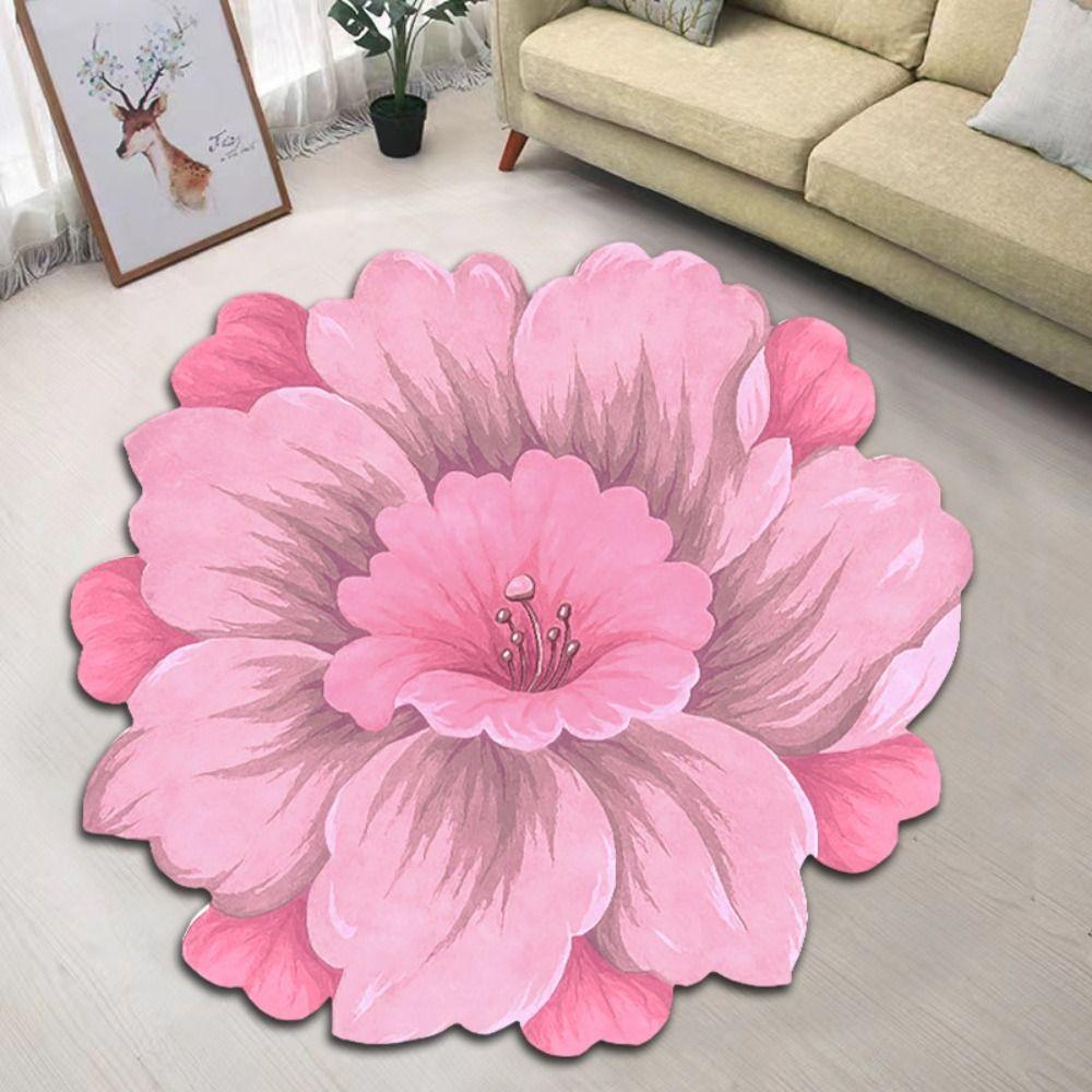 Peony Lotus Floor Mat Special-shaped Blanket Baby Crawl Door Gasket  Living Room Tea Table Bedside