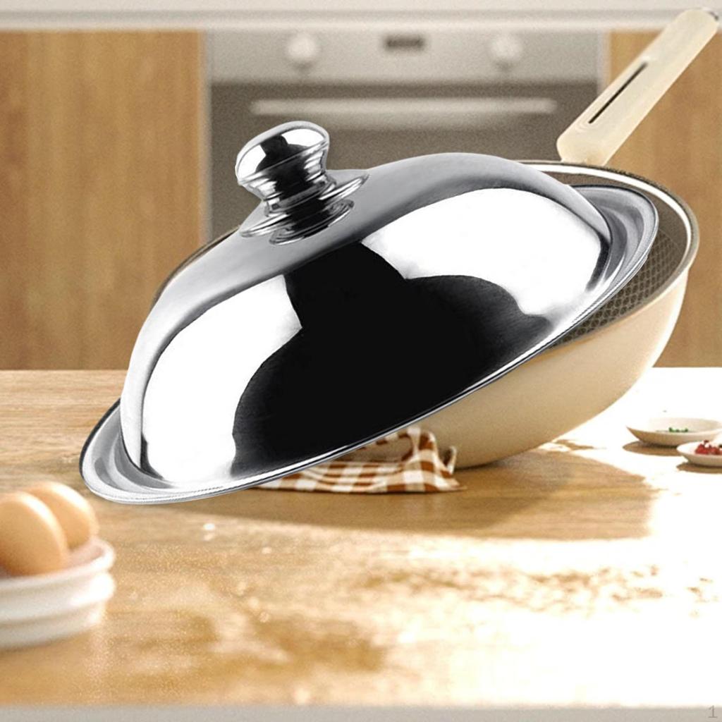 Stainless Steel Pot Lid Frying Pan Easy to Clean Professional Round for Home Buffet Kitchen