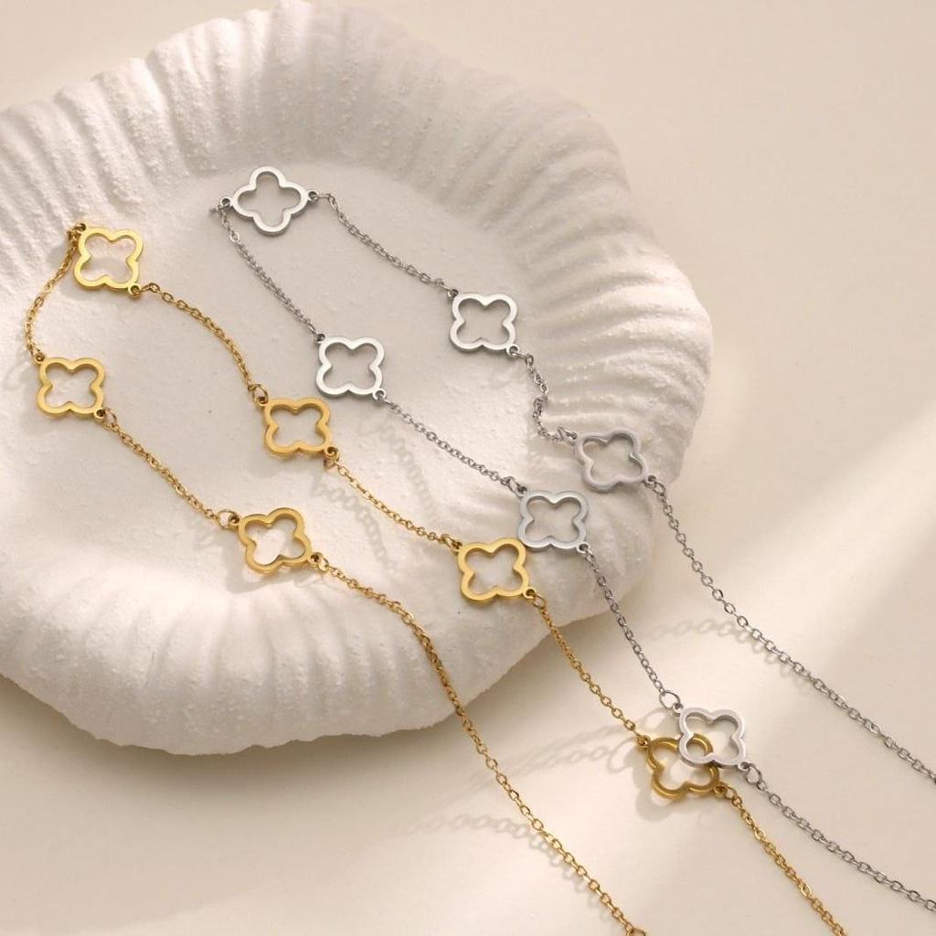18K Gold Four-Leaf Clover Necklace: Elegant, Non-Fading, Versatile Design for Women