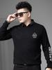 European Style Fake Two-Piece Sweater for Men, 2025 Autumn and Winter New Round Neck High-End Printed Warm Knit Base Shirt