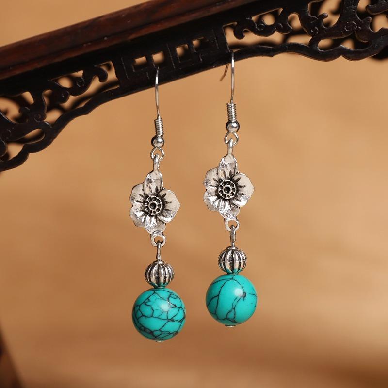 Original Design Earrings Simple High-end Turquoise Earrings Retro Long Earrings Women