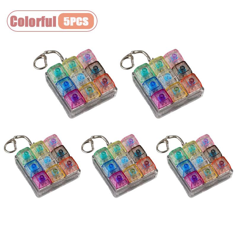 Mechanical Keyboard Switch Tester Keychain Fidget with LED Light DIY Keycap Stress Relief Clicker for Office Desk Anxiety Gift
