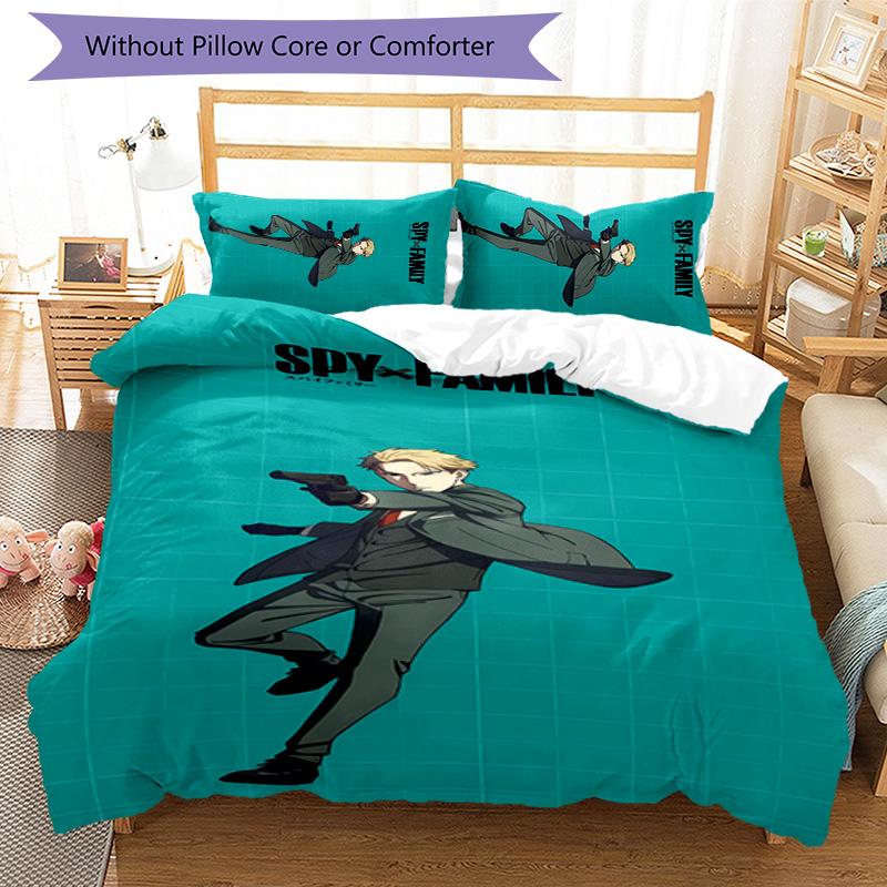 3pcs Spy Play Anya pattern bedding set duvet cover set includes duvet cover &pillowcases,perfect all season bedroom decoration&gift