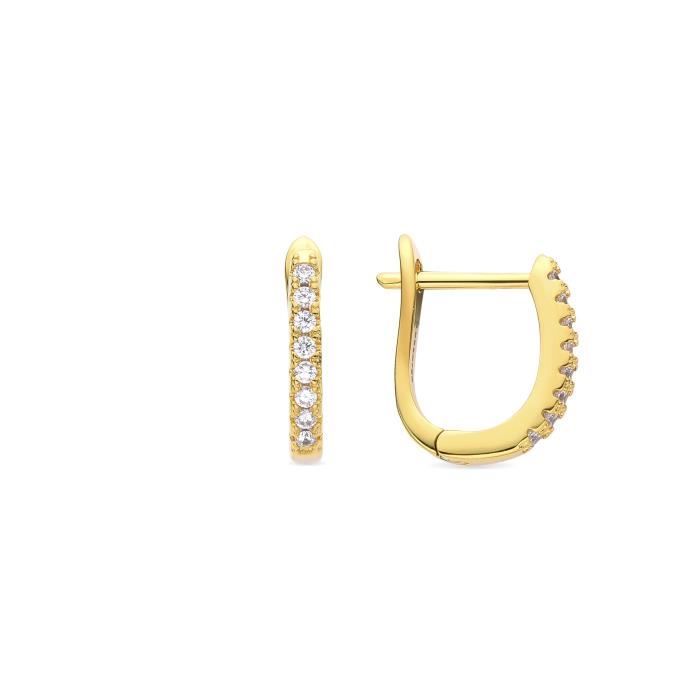 Boucles d'oreilles Luxenter Gotak en zirconia brillant, finition or jaune 18 carats