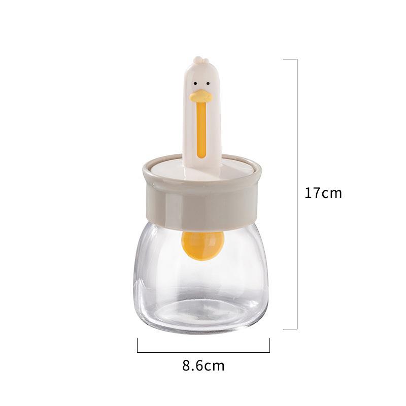 

Стеклянная бутылка для приправ 330 мл с мультяшной уткой, телескопической ложкой, бытовая кухонная коробка для хранения соли, герметичная, влагостойкая