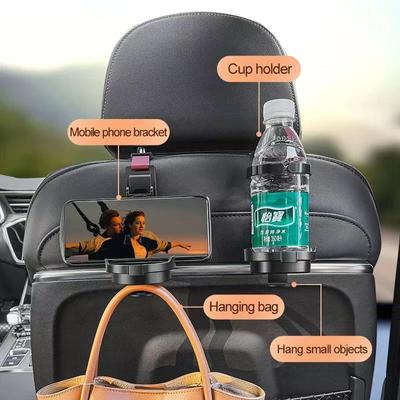 Car Seat Headrest Hook Car Multifunctional Water Cup Holder Auto Back Seat Organizer Hanger Handbag Car Interior Accessories