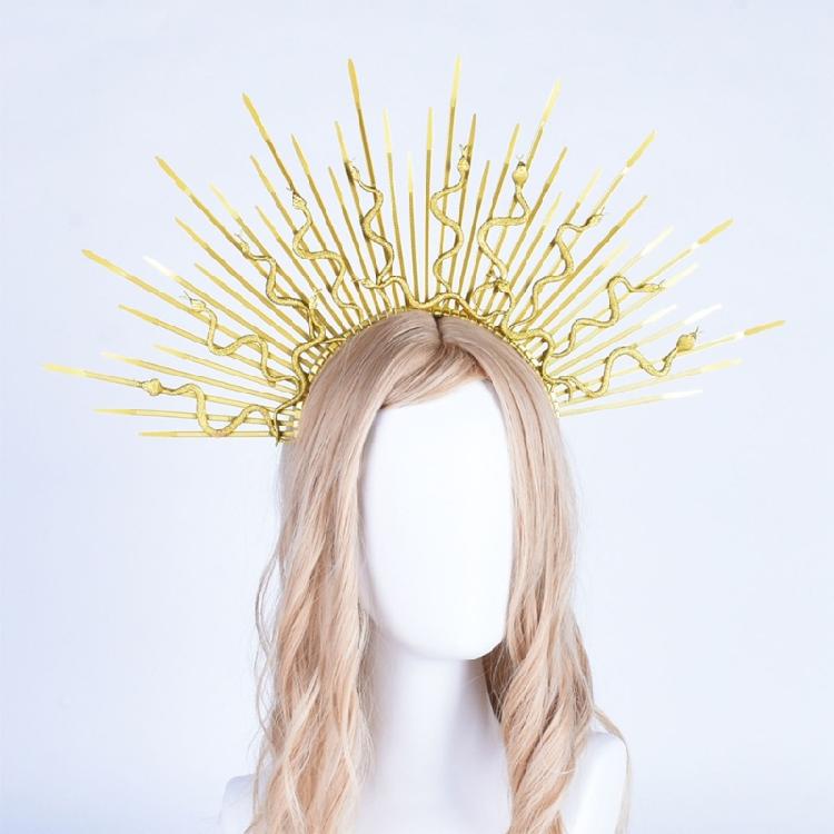 Unique Punk Snake Artistic Hair Band Spiked Head Accessory for Adults Hair Hoop with Metallic and Snake Cosplay Maid
