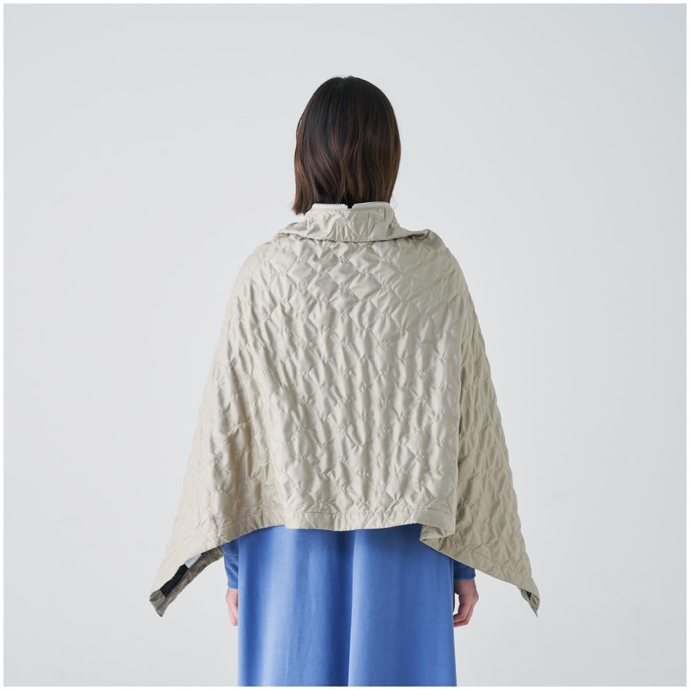 Mizuno Breath Thermo Blanket Cape, Cold Protection, Moisture-Wicking, Heat-Generating, Water-Repellent, Outdoor, Women's, Mocha Beige, Size B2JYA701