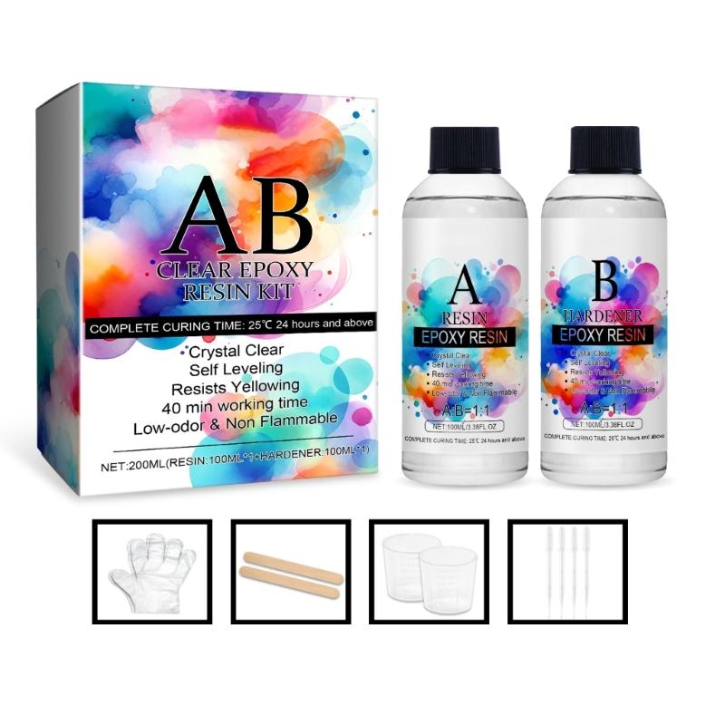 

Epoxy Resin Set 1:1 Epoxy Resin with Hardener Clear Resin Kits with Measuring Cup Gloves Sticks for Jewellery Making