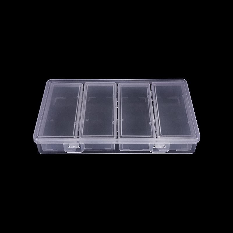 New Transparent 4-Grid Storage Box with Independent Compartments for Small Accessories