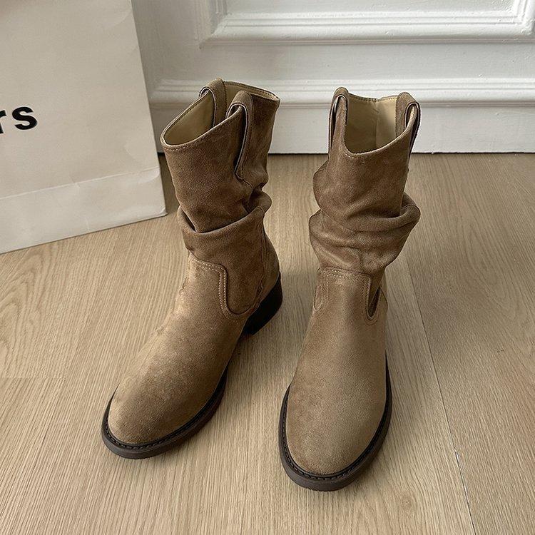 

Short Boots Children s Coarse Heel Medium Tube Pile Boots Women s Summer 2025 New Autumn Merad Western Cowboy Martin Boots 35