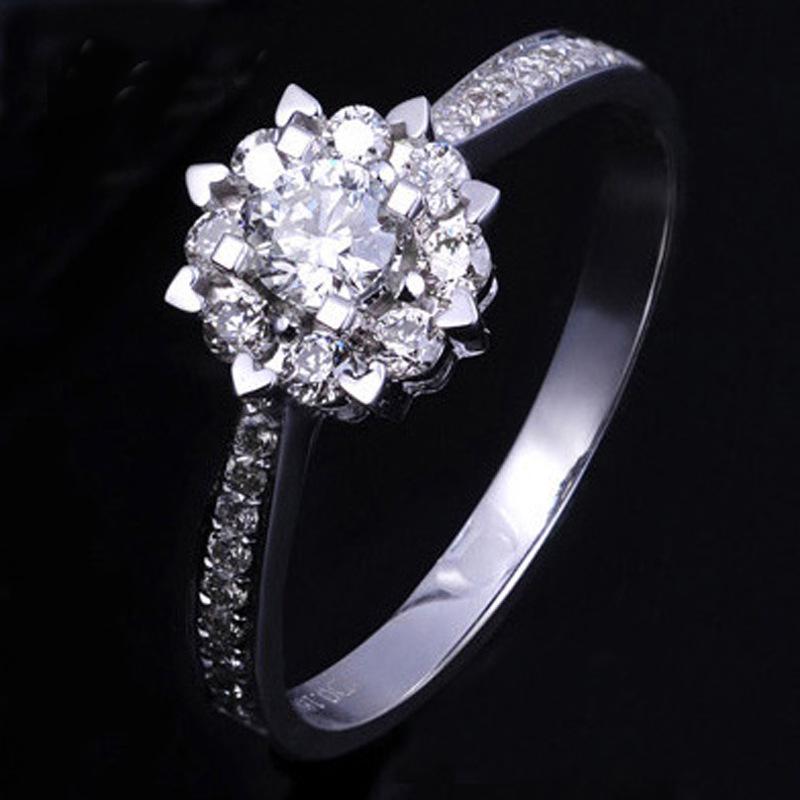 

JZ020 Snowflake 30-Point Diamond Women s Wedding Ring Simulated Diamond Jewelry Proposal Ring 11 HK платиновый