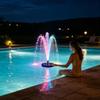 Luce per Fontana 7 Colori LED Solare Fontana Rotante con 6 Ugelli Pompa Acqua Esterno Vasca per Uccelli Decorazione Giardino