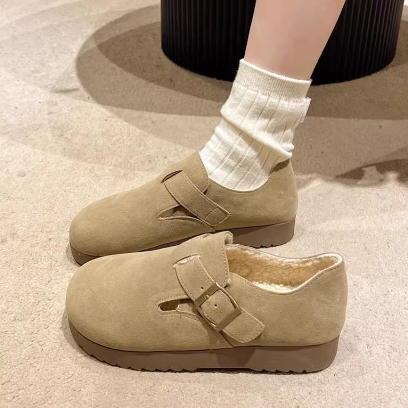 Shoes women's velvet autumn and winter new all-inclusive one-pedal soft-soled beanie shoes lamb wool cotton shoes