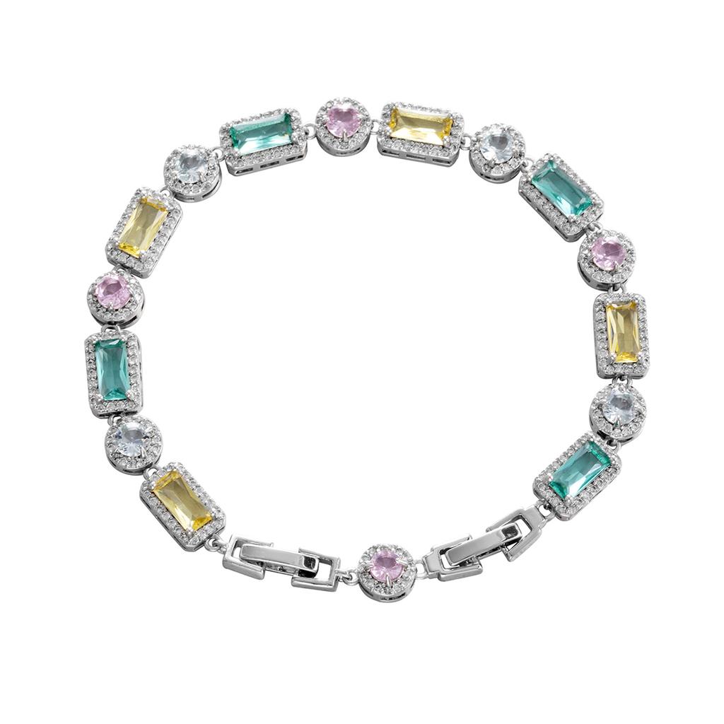 Adjustable Color Zircon Bracelet, Women'S Full Diamond Color Bracelet, Micro-Inlaid Zircon.