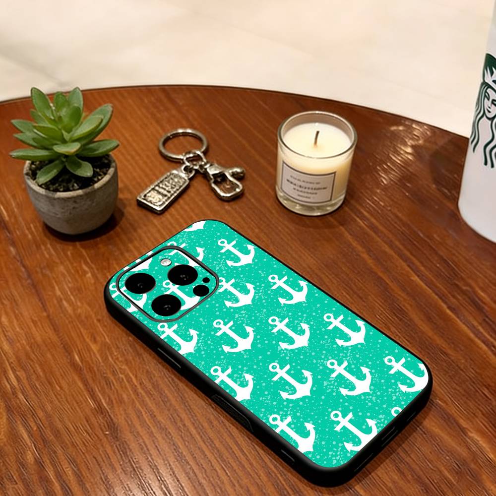 

Marine Anchor Phone Case For iPhone 17, 16,15,14,13,12,11 Plus,Pro Max, Others Soft Silicone Black Cover iPhone11ProMax