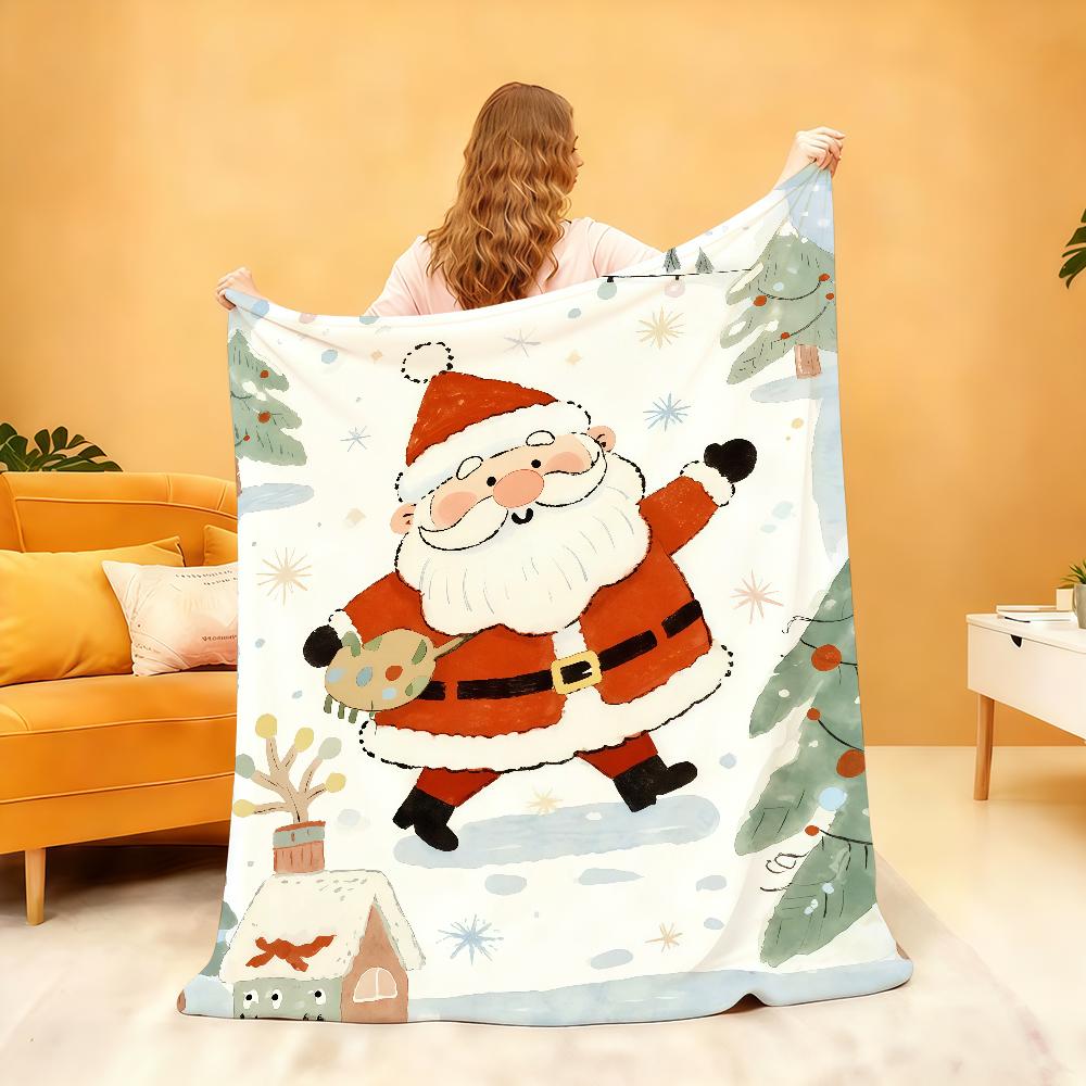 Merry Christmas Santa Claus Blanket Soft Throw Blanket for Home Bedroom Bed Sofa Picnic Travel Office Rest Cover Blanket Gift