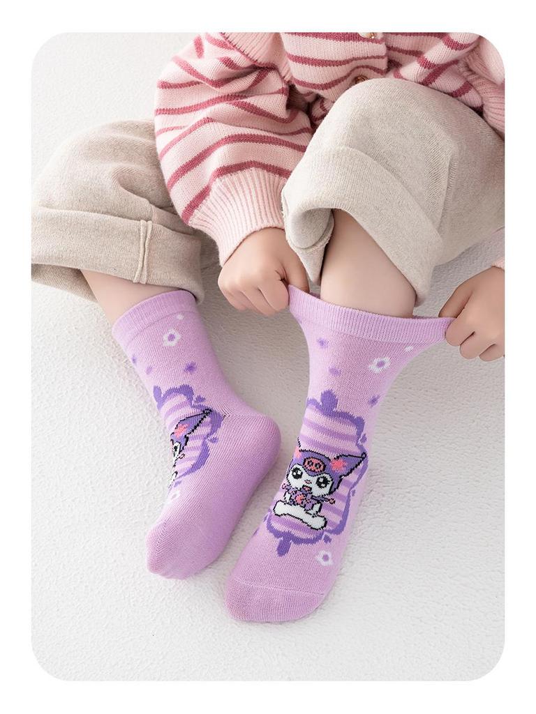 Kuromi Kinder Baumwollsocken mittlere Wade - Niedliches Cartoon-Design für Frühling, Herbst und Winter