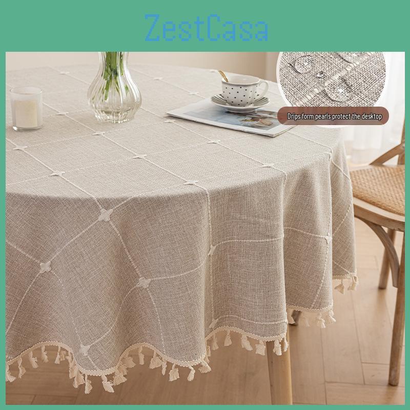 Waterproof Jacquard Dustproof Nonslip Wearresistant Round Tablecloth For Coffee Tables