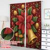 2pcs 2D flat printing Christmas Party Curtains Christmas Poinsettia Holly Ornaments Digital Printed Polyester Drapes Festive