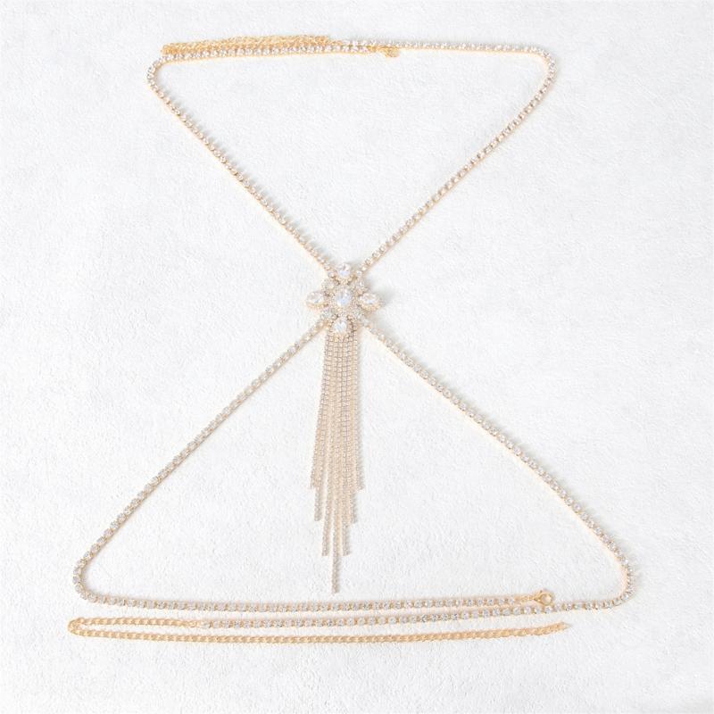 Rhinestones Chest Chain Body Chain Jewelry For Evening Gowns Formal Occasion Women Body Jewelry Evening Party Accessory