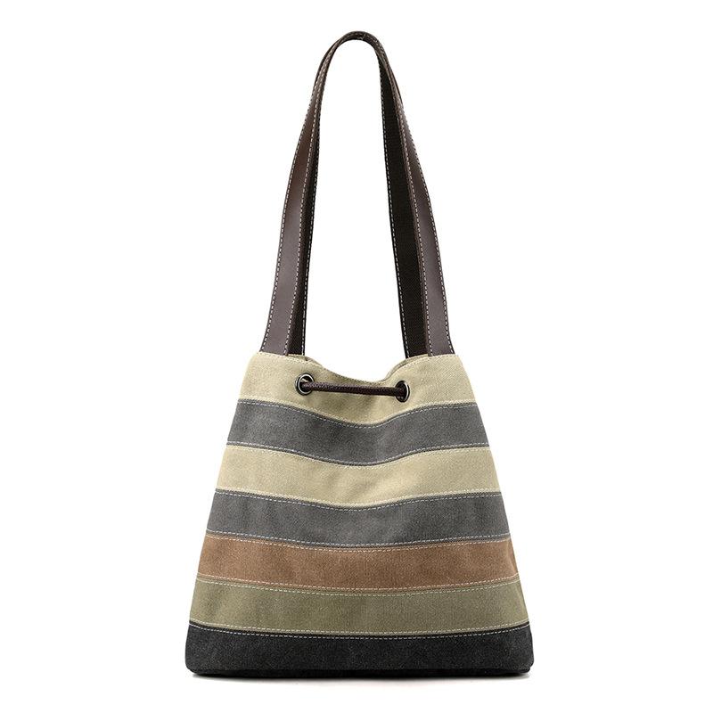 Große Schultertasche aus Canvas in Kontrastfarbe für Damen