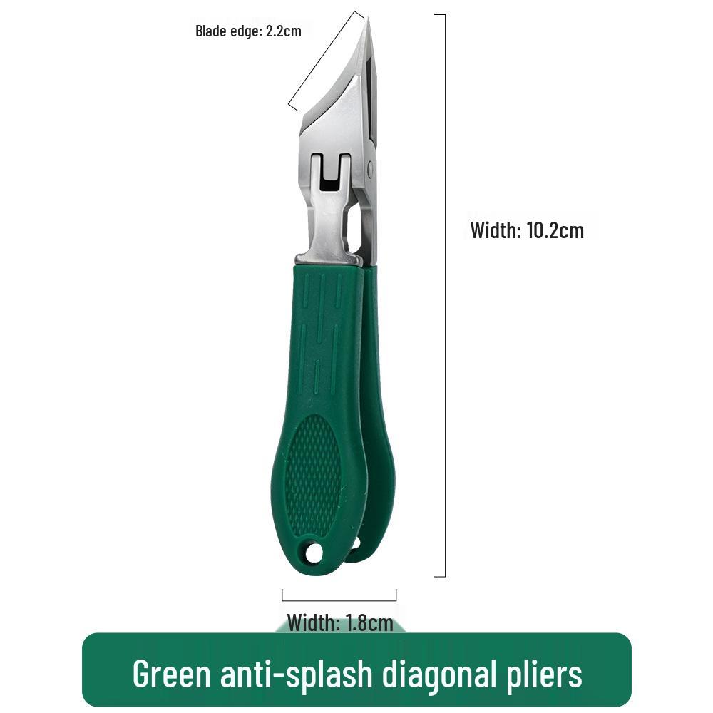 Angled Stainless Steel Nail Clippers & Cuticle Nipper - Salon Quality Dark Green