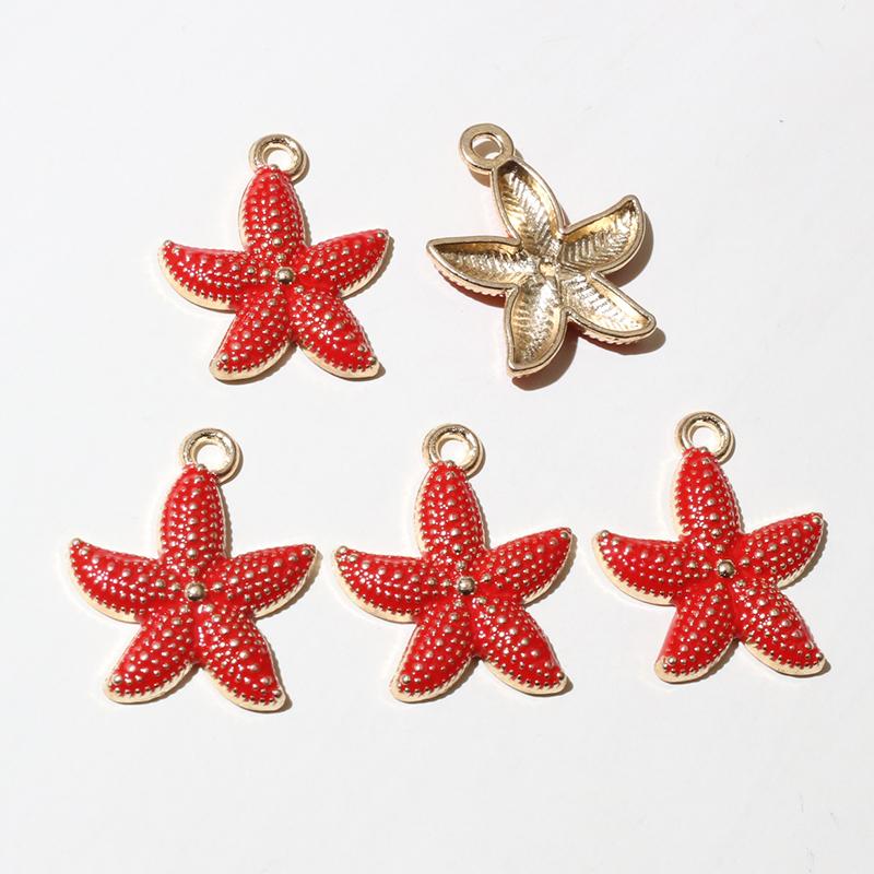 20pcs Enamel Starfish Charms Pendant 23x19mm Alloy Metal Crafts for Earrings Necklace Bracelet DIY Jewelry Making Accessories
