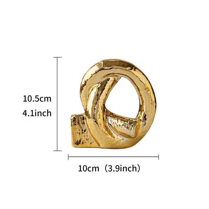 Creative Irregular Knot Ceramic Ornaments Golden Interwoven Twisted Knot Geometric Ring Home Decoration Accessories