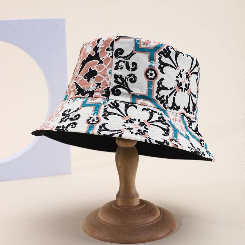 Double-Sided Hat Female Bohemian Print Bucket Hat Outdoor Outing Visor Retro Basin Hat Tide