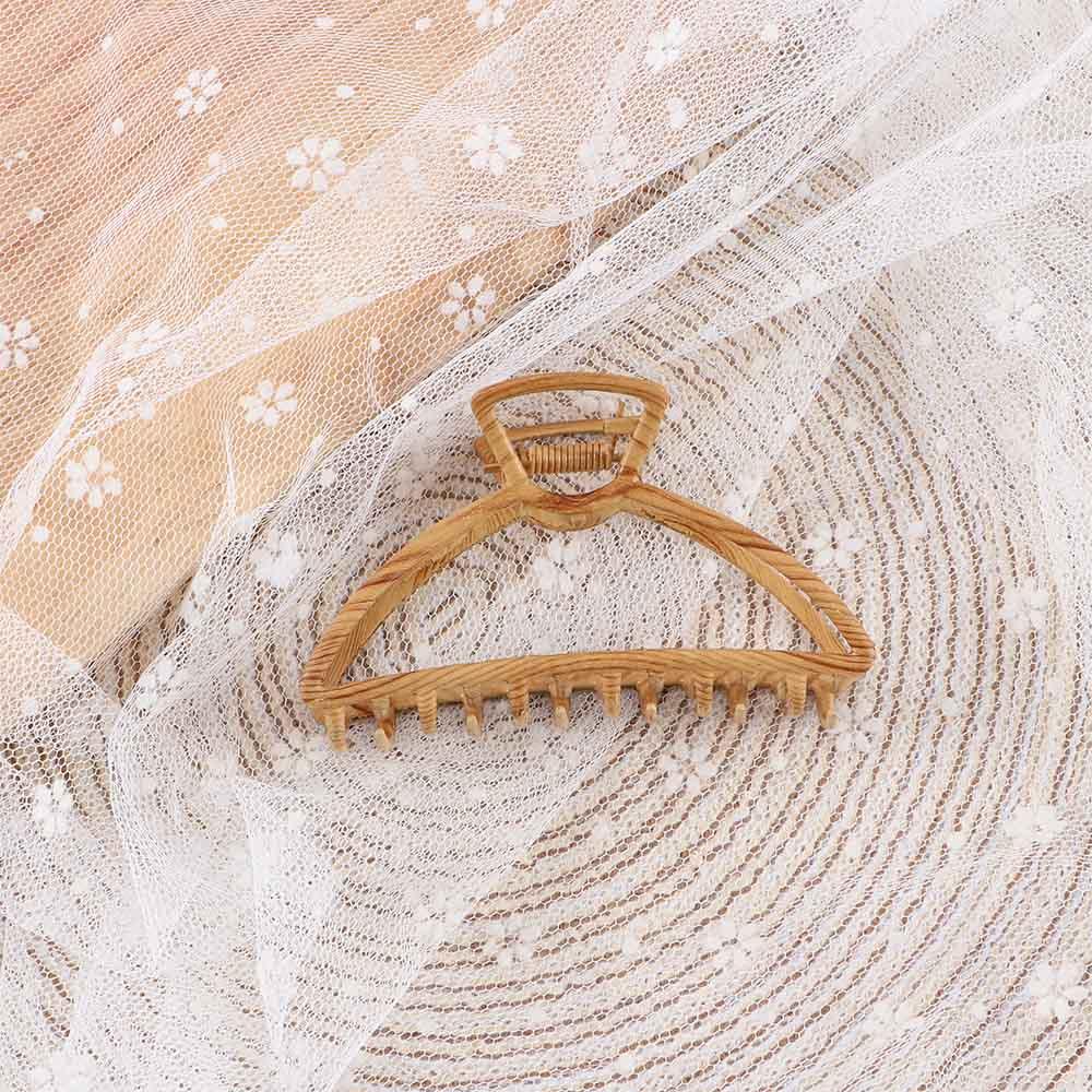 And Autumn Fashion Design Temperament Metal Wood Grain Hair Claws Shark Grab Clip Women Hair Accessories Korean Style Hair Claw