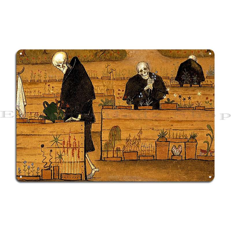 Hugo Simberg The Garden Of Death Metal Sign Custom Wall Decor Custom Garage Plaques Tin Sign Poster