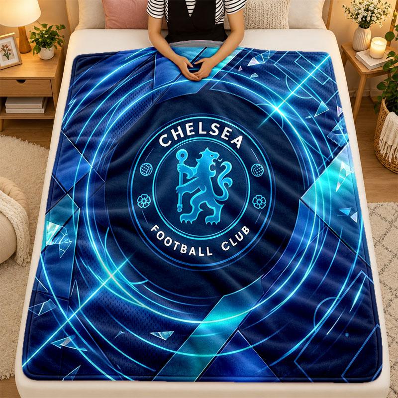 Flannel BlanketChelsea FC Warm Soft Throw Blanket for Indoor Sofa Bed Living Room Use