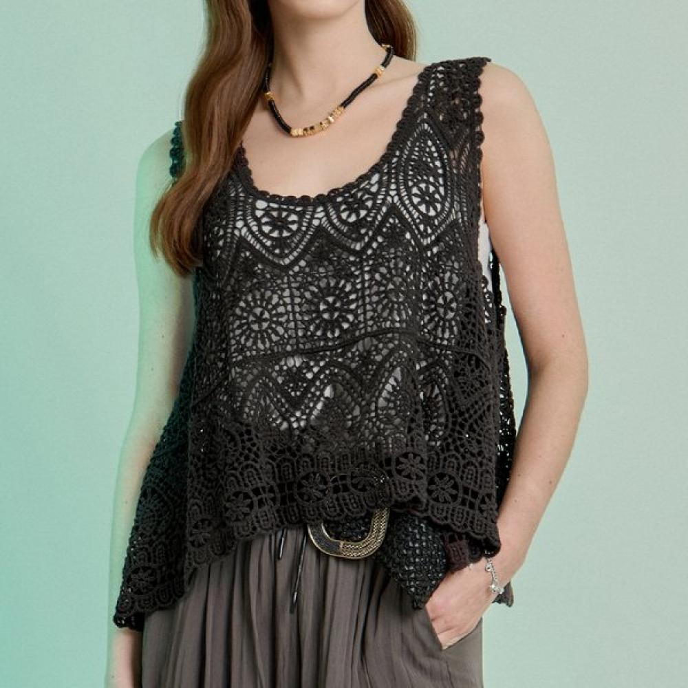 Maxza Crochet Lace Bustier Flare Knit Vest Zd08qk008on