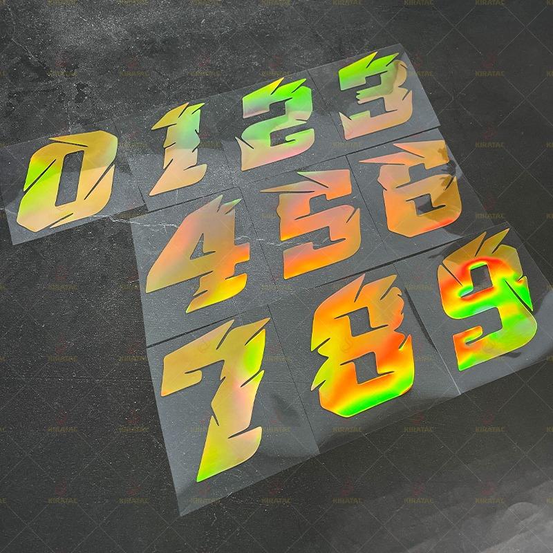 1pc Gold Laser Motorcycle Number Sticker Waterproof for Refit Motorcycle Helmet Fairing Car Window Bicycle Universal Vinyl Decal