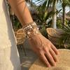 7 Pcs Stackable Beach Bracelet Set for Women Faux Pearl CCB Layered Shell Boho Summer Vacation Ocean Jewelry