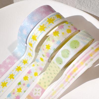 5 Rolls One Pack Sparkling Washi Tapes Decorative Packing Tape Back To School Accessories Supplies
