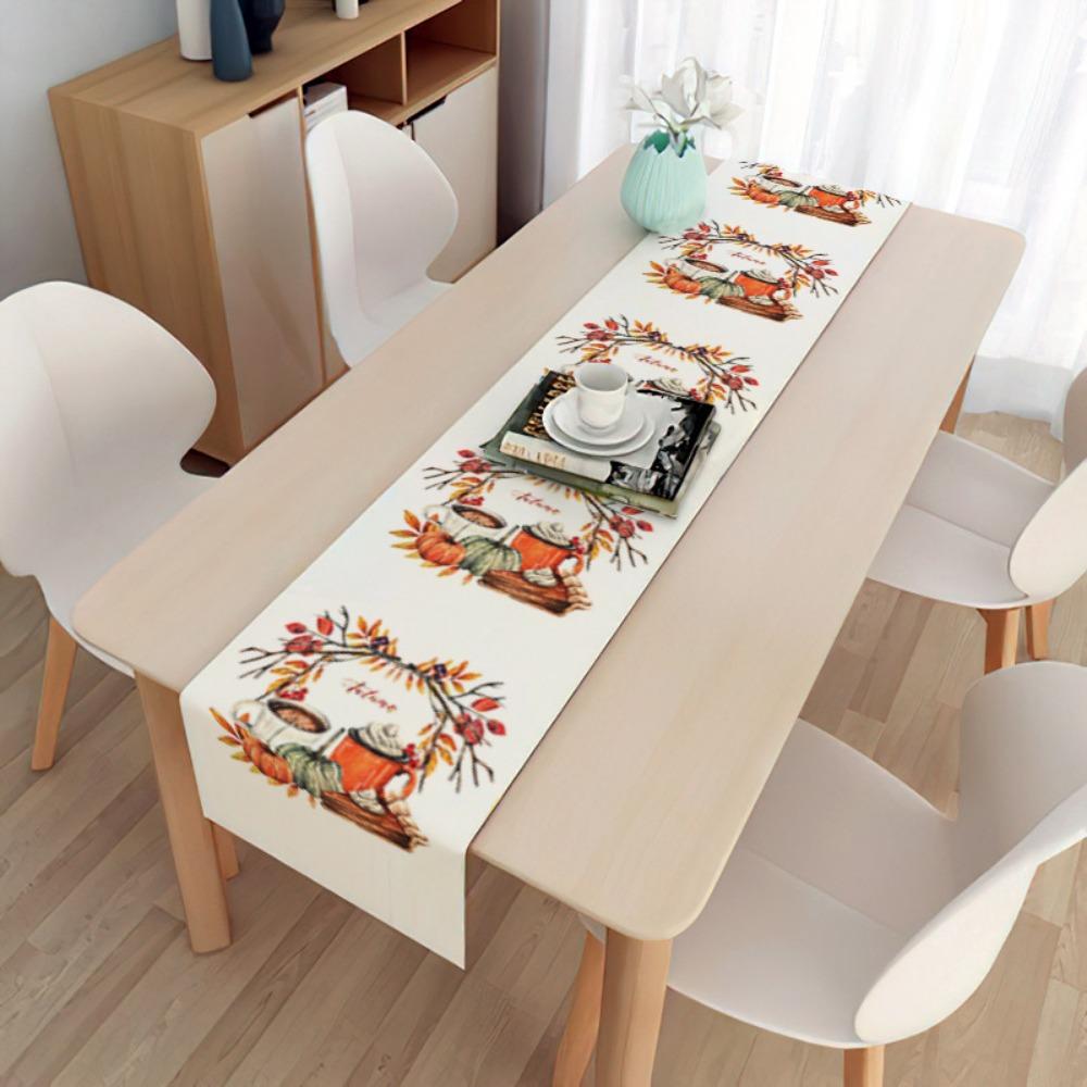 2 pièces Drapeau de table de Pâques Décoration de fête Table Oeuf Lapin Nappe Lin Double Drapeau