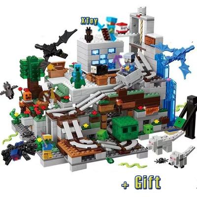 Children Building Blocks My World Mountain Cave Spiral Lifting Bricks Toy