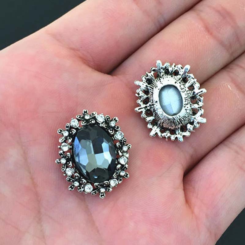 Engood 50Pcs Retro Drop Oval Rhinestone Buckles Sewing Trim & Embellishments Craft Button Wedding DIY Hair Accessories