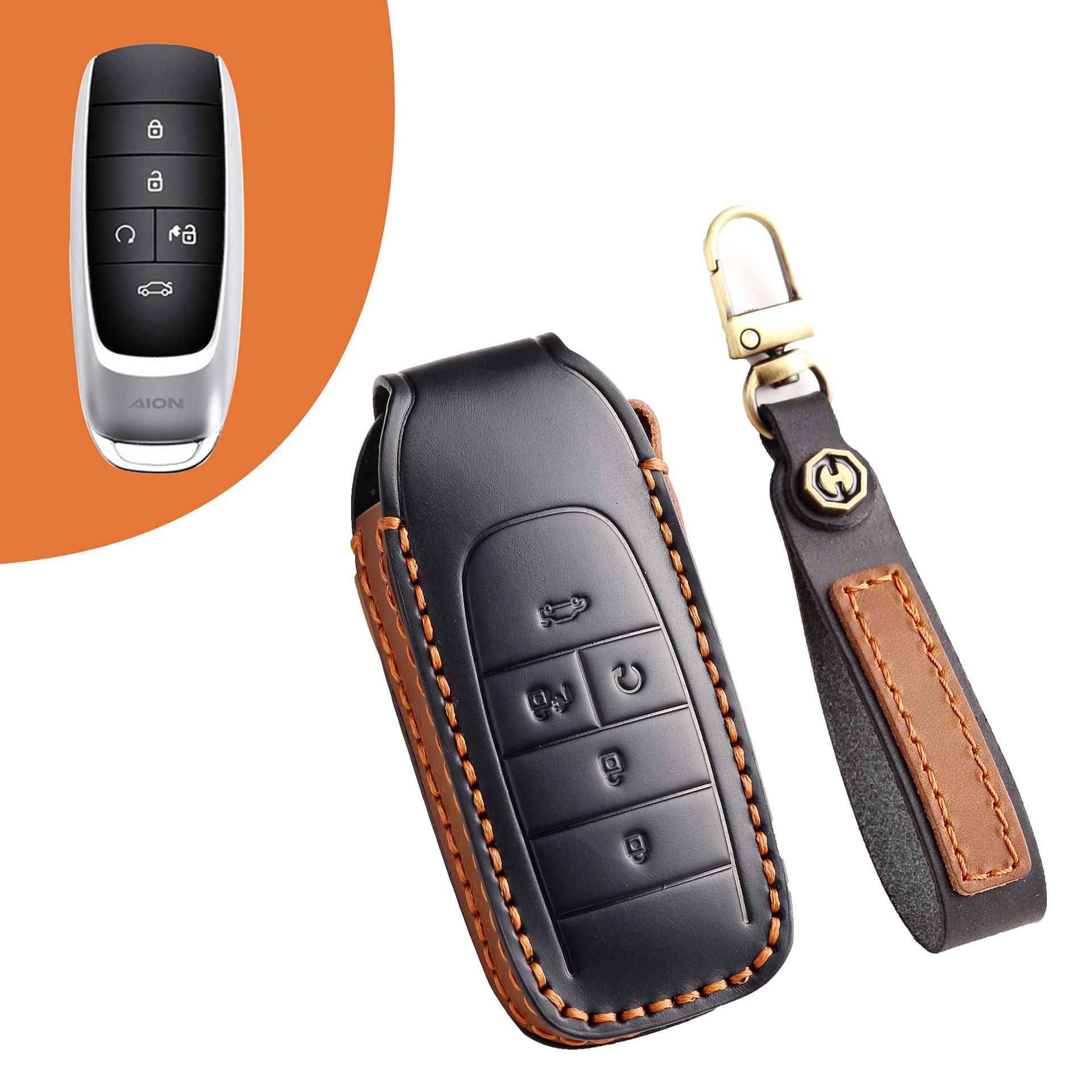 

Genuine Leather Car Key Cover for GAC Aion AION Y, AION S70/80, Xuan 580, Mei 630 чёрный