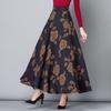 Herbst- und Winterrock Damen Ethnischer Stil Druck Hoher Bund A-Linie Rock Mittellang Großer Schwingender Rock Tanzender Winterrock