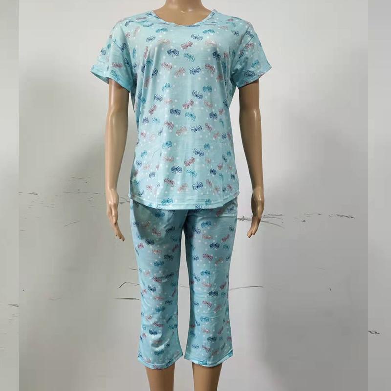 Sommer Damen T-Shirt Kurzarm Sieben Hosen Set Loungewear Sets Plus Size Pyjamas Set