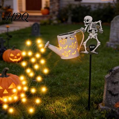 Halloween Porch Lighting Decor Solar Christmas Santa Yard Light Witch Skull Projection Garden Stake Lamp with Spooky Lamps & Waterfall LED,