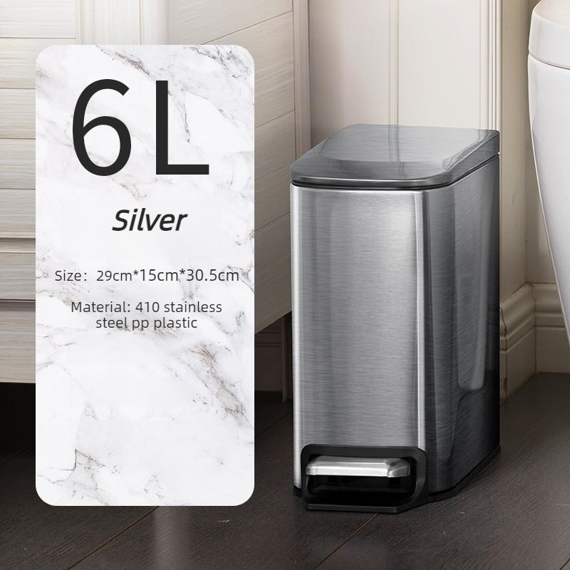 Nordic Waste Bins Bathroom Stainless Steel Pedal Trash Can Square Garbage Can Simple Living Room Modern Wastebasket with Lid