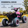 12V Ride-On Quad Bike w/ Music, Horn, for Ages 3-5 Years - Pink