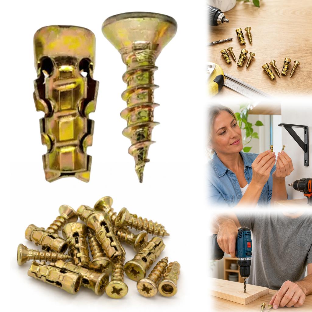 Short Expansion Screw Set for Cabinet Door Hinge Repair and Installation Suitable for Stone Tile Partition and Furniture Board Use