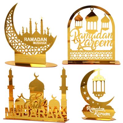 Eid Mubarak Acryl Ornamente Gold Mond Stern Laterne Ramadan Kareem Dekorationen für Zuhause 2025 Islam Muslimisches Festival Party Geschenke