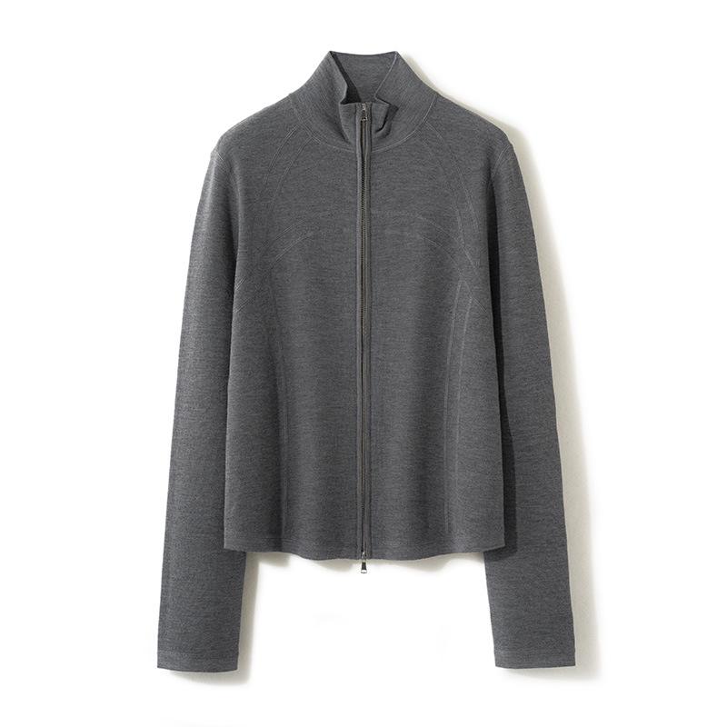 2026 Women's Slimming Wool Zip-Up Jacket with Stand Collar