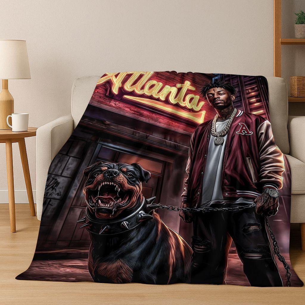2026 New Legend Rappers Star Art Cartoon Hip Hop Flannel Blanket,Cozy Soft Throw Blanket for Home Bedroom Bed Sofa Cover Gift